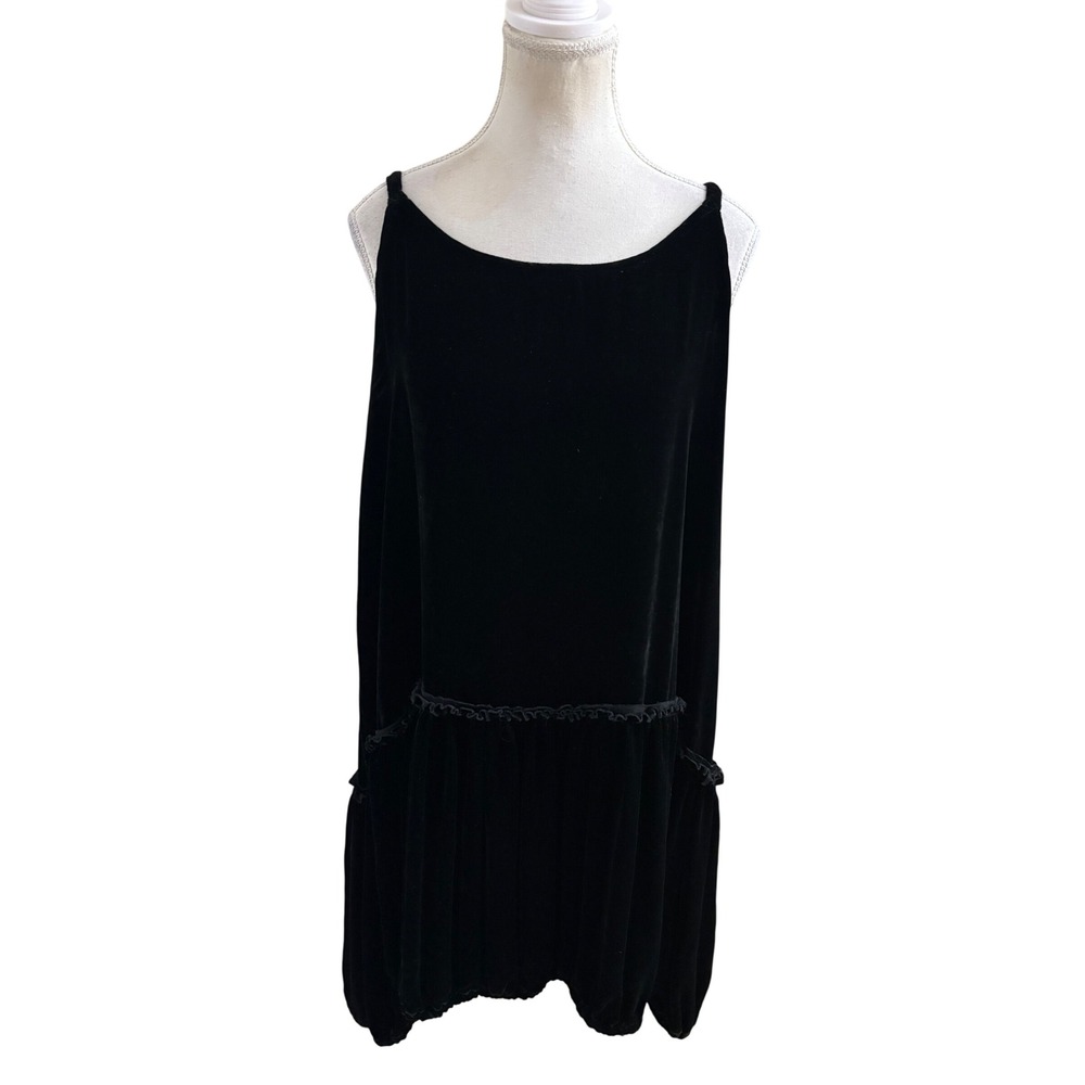 Krista Larson Black Velvet Balloon Dress silk/rayon blend OS